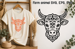Scandinavian Ornament SVG Design | Baby Cow SVG Farm Design Product Image 1