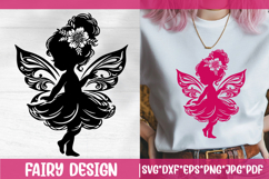 Fairy Girl Silhouette SVG Cut File. Magic Floral Fairy PNG. Product Image 1