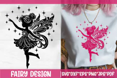Fairy Girl Silhouette SVG File. Magic Celestial Fairy PNG. Product Image 1