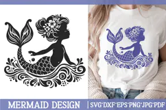 Baby Girl Mermaid Silhouette SVG Cut File. Mermaid PNG. Product Image 1