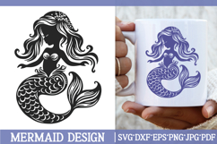 Baby Girl Mermaid Silhouette SVG Cut File. Mermaid PNG. Product Image 1
