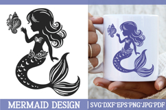 Baby Girl Mermaid Silhouette SVG Cut File. Mermaid PNG. Product Image 1