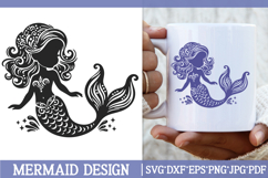 Baby Girl Mermaid Silhouette SVG Cut File. Mermaid PNG. Product Image 1