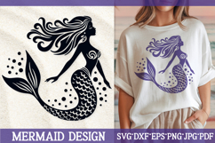 Elegant Mermaid Silhouette SVG Cut File. Mermaid PNG. Product Image 1