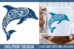 Dolphin Silhouette SVG Cut File. Floral Dolphin PNG Clipart. Product Image 1