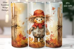 Cute Scarecrow Tumbler Wrap JPG Fall Autumn Sublimation Desi Product Image 1