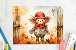 Cute Scarecrow Tumbler Wrap JPG Fall Autumn Sublimation Desi Product Image 2