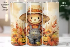 Cute Scarecrow Tumbler Wrap JPG Fall Autumn Sublimation Desi Product Image 1