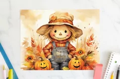 Cute Scarecrow Tumbler Wrap JPG Fall Autumn Sublimation Desi Product Image 2