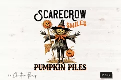 Scarecrow Smiles Pumpkin Piles PNG | Halloween Sublimation Product Image 1