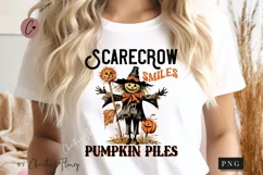 Scarecrow Smiles Pumpkin Piles PNG | Halloween Sublimation Product Image 2