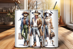 Autumn Scarecrow Fashion Chic 20 oz Tumbler Wrap PNG File Product Image 1