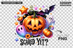 Halloween Scared Yet Pumpkin Ghost Clipart PNG Sublimation Product Image 3