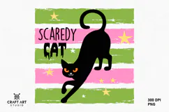 Halloween Cat Stripes PNG, Halloween T Shirt PNG Product Image 1