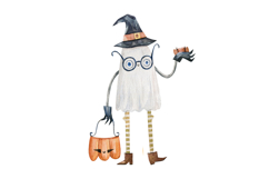 Cute Watercolor Halloween Ghost and Pumpkin Product Image 3