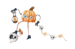 Cute Watercolor Halloween Ghost and Pumpkin Product Image 5