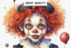 watercolor Scary Clown, spooky clipart, nursery, Creepy Witch art, halloween decoration art Scary Clown Creepy Spooky Halloween Clipart PNG Scrapbooking Fairy Tale Art Image Watercolor Transparent Print illustration sublimation creepy printable digital