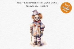 Scary Clown Creepy Spooky Halloween Clipart PNG Scrapbooking Fairy Tale Art Image Watercolor Transparent Print illustration sublimation creepy printable digital