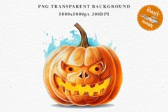 Scary Halloween Pumpkin Face Spooky Clipart PNG Scrapbooking Art Tale Image Watercolor Transparent Print illustration sublimation creepy printable digital watercolor scary halloween Pumpkin face, car clipart, sublimation nursery, fall autumn