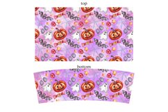 scary pumpkin pink purple watercolor halloween 40oz quencher tumbler sublimation wrap uv dtf wrap SVG high resolution transparent background