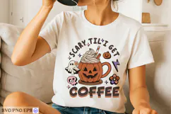 Retro Halloween Scary Til I Get Coffee SVG PNG T-shirt Product Image 2