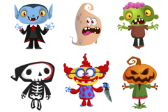 Cartoon set of Halloween monsters characters design Product Image 1