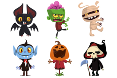 Cartoon set of Halloween monsters characters design Product Image 1