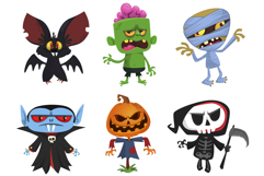 Cartoon set of Halloween monsters characters design Product Image 1