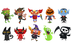Cartoon set of Halloween monsters characters design Product Image 1
