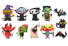 Cartoon set of Halloween monsters characters design Product Image 1