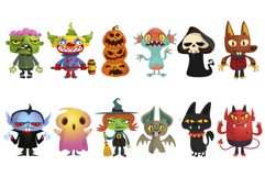 Cartoon set of Halloween monsters characters design Product Image 1