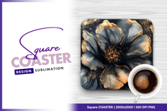 Black and gold floral square coaster png Product Image 1