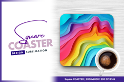 Abstract rainbow wavy layers background square coaster png Product Image 1