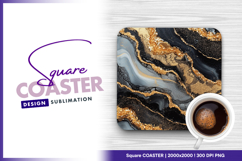 Abstract black gray and gold marble texture square coaster Product Image 1