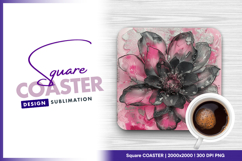 Pink and black floral square coaster png Product Image 1