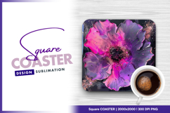 Abstract floral art square coaster png Product Image 1