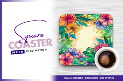 Tropical hibiscus floral square coaster png Product Image 1