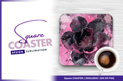 Pink and black floral art square coaster png Product Image 1