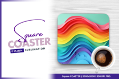 Abstract rainbow waves square coaster png Product Image 1