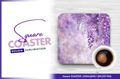 Purple wisteria flowers square coaster png design Product Image 1