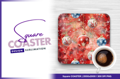 Christmas baubles festive red holiday square coaster png Product Image 1
