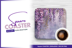 Wisteria flowers hanging over textured square coaster Product Image 1