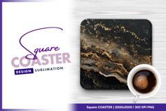 Black and gold abstract fluid art square coaster png Product Image 1