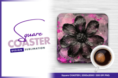 Abstract black flower square coaster png Product Image 1
