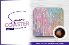 Iridescent drips and bokeh lights square coaster png Product Image 1