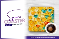 Colorful heart palette knife abstract art square coaster Product Image 1