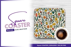 Colorful floral garden seamless pattern square coaster Product Image 1