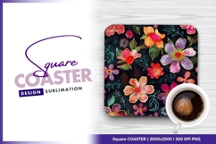 Dark floral seamless pattern square coaster png Product Image 1