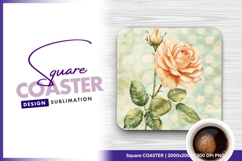 Peach rose and bud square coaster png Product Image 1