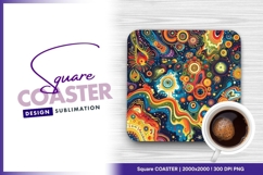 Vibrant abstract psychedelic art background square coaster Product Image 1